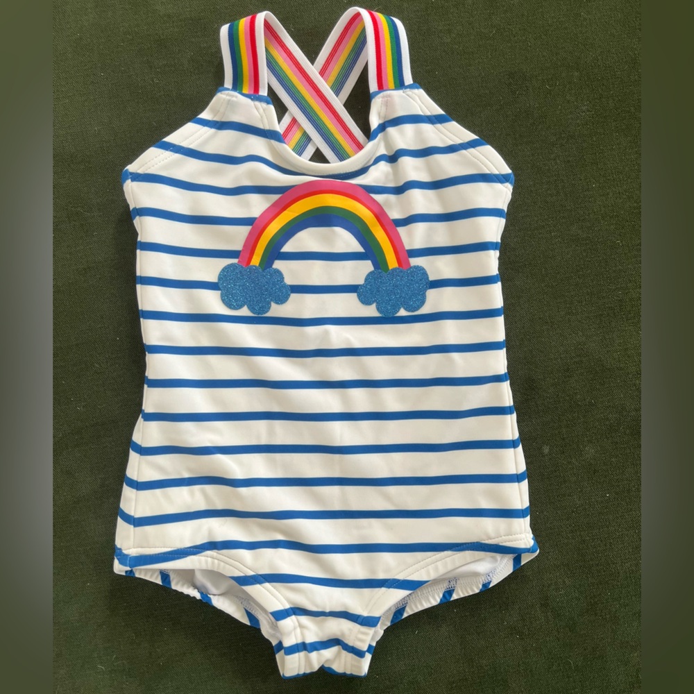 Hanna Andersson Sunblock Rainbow Trim One Piece Suit size 18-24 months